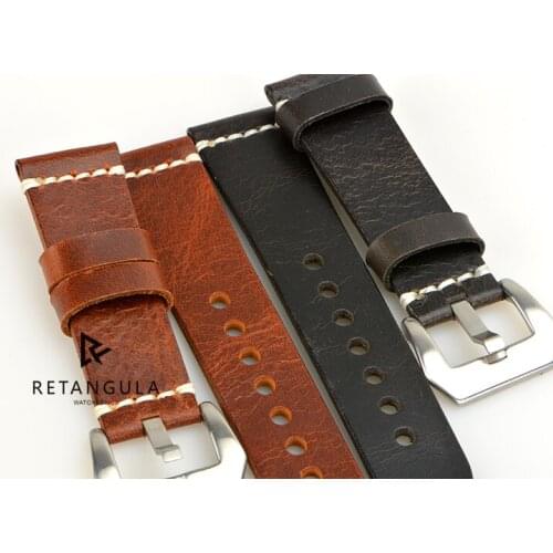 Watch Accessories Leather Belt Oil Wax Leather Strap Fit Seikmodifyed 22mm