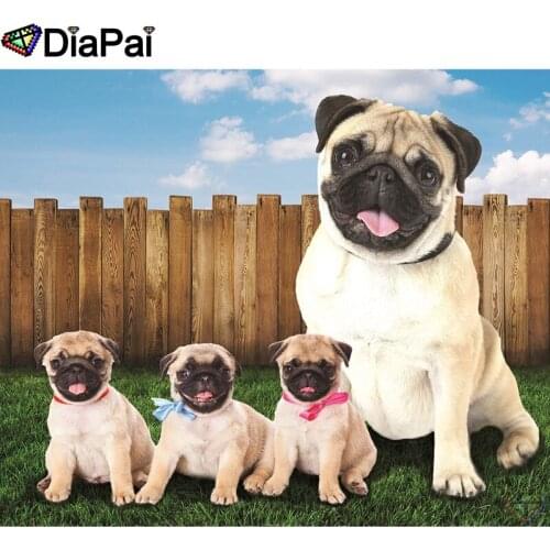 DIAPAI 100% Full Square/Round Drill 5D DIY Diamond Painting "Animal dog family " Diamond Embroidery Cross Stitch 3D Decor A18593