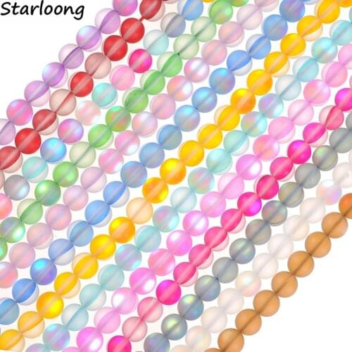 Austria Crystal Synthesis Glitter Matt Moonstone Loose Beads For Jewelry Making DIY Bracelet Necklace 6/8/10/12 mm Strand 15