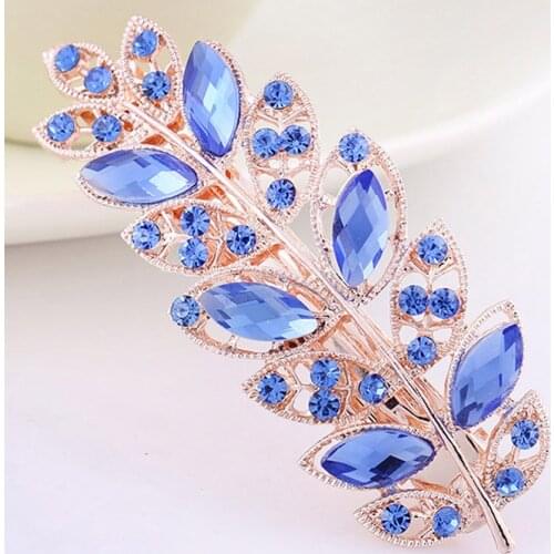 AWAYTR Hairpins For Women Ladies Hair Bows With Silver Clips Leaf Crystal Rhinestone Hair Combs Alloy Horsetail Grab Barretees