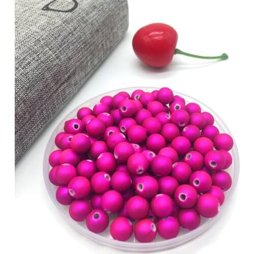 New 50pcs 8mm Acrylic Beads Spacer Loose Bead For Jewelry Making Accessory Beads DIY Deep Rose