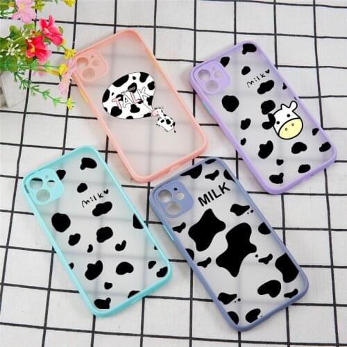 JAMULAR Milk Cow Texture PC TPU Case for iPhone 11 11Pro X XS XR Max 7 8 Plus 9 SE2020 Fashion Dairy Cow Pattern Back Cover