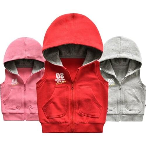 Childrens Knitted Hooded Waistcoat Spring And Autumn Boys & Girls Pure Color Vest Jacket Baby Kids Casual Cotton Vest Coat P66