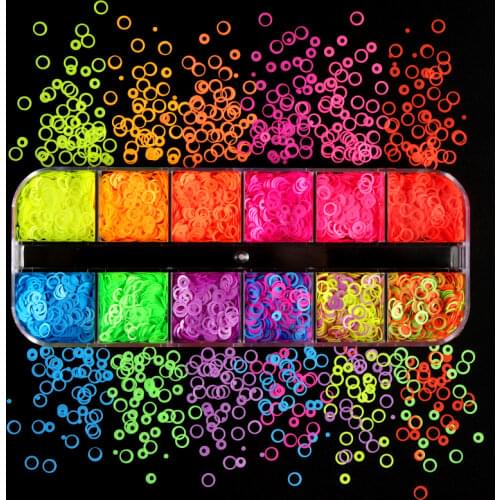 Fluorescent Bubble Sequins Epoxy Resin Glitter Filling Hollow Round Shape Slime Slices Neon Nail Art Flakes Resin Shaker Filler