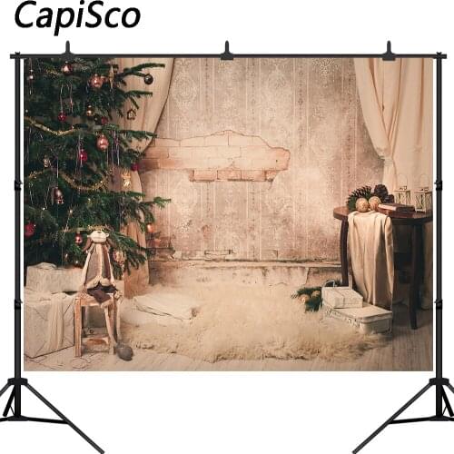 Capisco Christmas Photography Backdrops Retro Room Tree Toy Decor Children Party Photocall Background Photo Studio Props