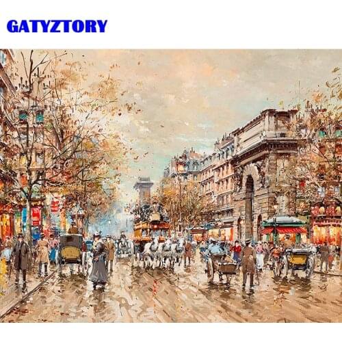 GATYZTORY Frame Street Landscape Diy Painting By Number Canvas Painting Acrylic Wall Art Picture Unique Gift For Home Decors Art