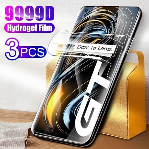 3PCS 9999D Curved Hydrogel Film For Realme GT 5G Full Cover Screen Protectors Not Glass On Realmi Relme GT Neo 5G RealmeGT 2021