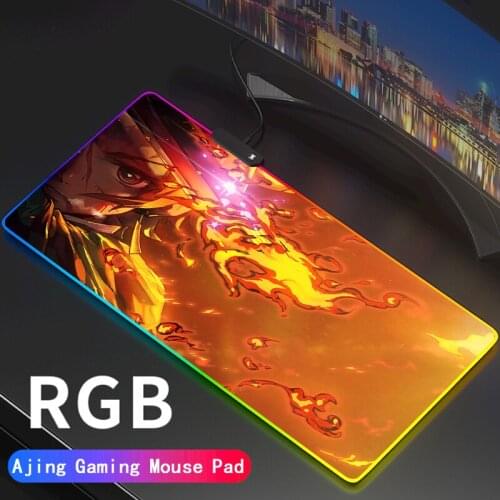 Demon Slayer Gaming Mouse Pad RGB Computer Mousepad Gamer Custom DIY Large XXL Backlight Keyboard Desk Mat for CSGO