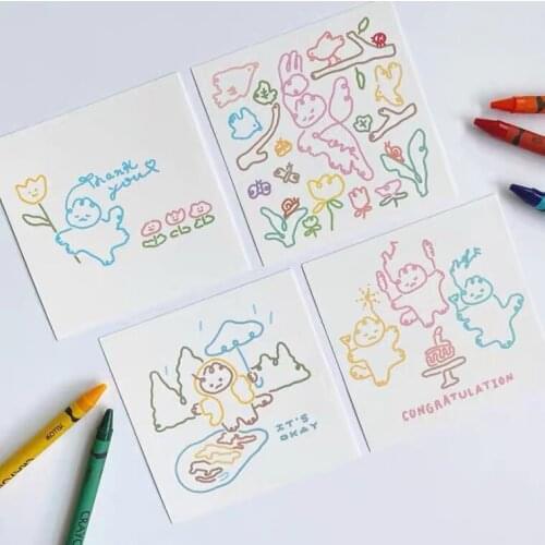 Ins wind hand-painted cat tulip card postcard envelope set confession love letter birthday wishes