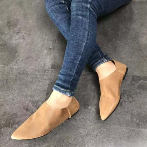 Women Genuine Leather Shoes Slip On Casual Pregnant Women Ladies Loafers Sexy Pointed Toe Woman Ladies Walking Shoes