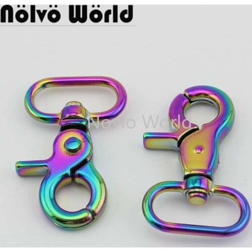 Nolvo World 5-20-100pcs 2 size 20mm 3/4" 25mm 1" rainbow metal buckle bag lobster swivel trigger dog collar thick snap hook