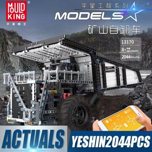 MOULD KING 13170 MOC High-Tech APP RC Car The Terex T284 Mining Excavator Dump Truck Set Building Blocks Bricks Kids Toys Gifts