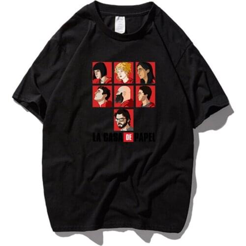 100% Cotton Tshirt Men Short Sleeve House of Paper T Shirt Men Funny Design La Casa De Papel T Shirt Money Heist Tees tshirt man
