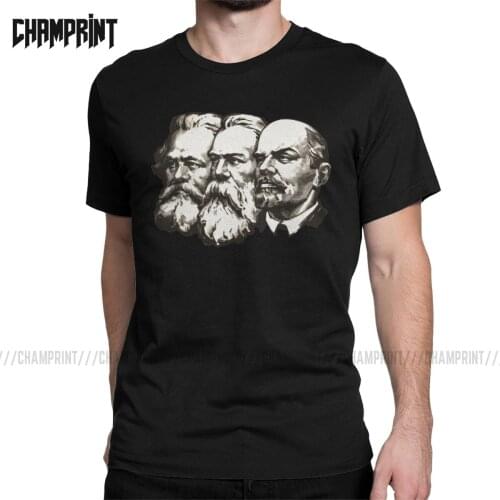 Men T-Shirt Marx Engels And Lenin The Soviet UnionT Shirts Vintage Cotton Tee Short Sleeve Communist Communism Ussr Comrades