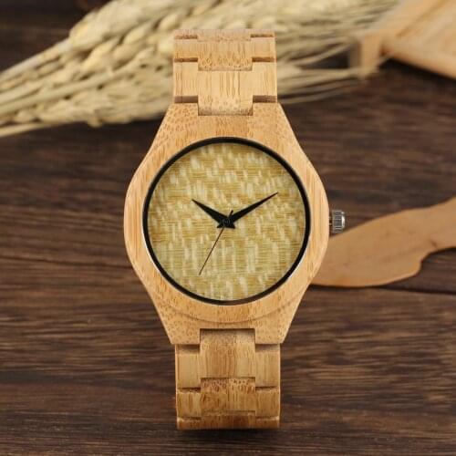 Mens Wood Watch Unique Beige Wave Point Dial Wooden Band Eco-friendly Natural Wooden Quartz Wrist Watches for Men Women Reloj