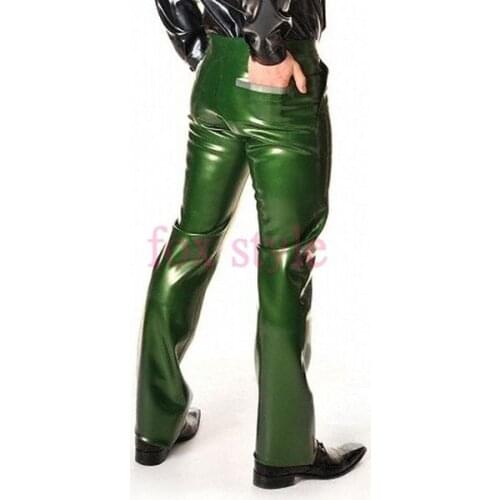 Men 's rubber latex jeans trousers Metallic color