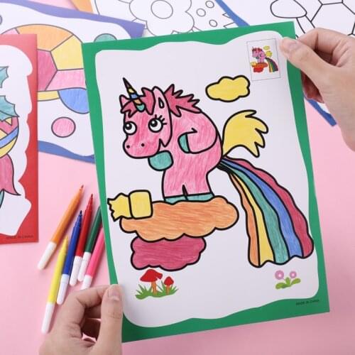 Diy watercolor painting set double-sided cartoon coloring painting coloring handmade handmade intellectual toys birthday gifts