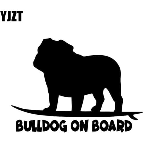 YJZT 15.2X10.9CM Bulldog On Board Funny English Dog Breed Decal Sticker For Car Truck Window Black/Silver C24-1579
