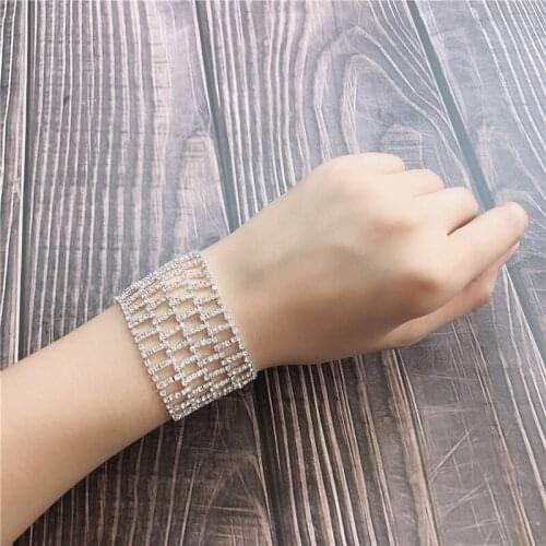 2020 new fashion simple crystal bracelet net chain suitable for women Rhinestone Bracelet accessories