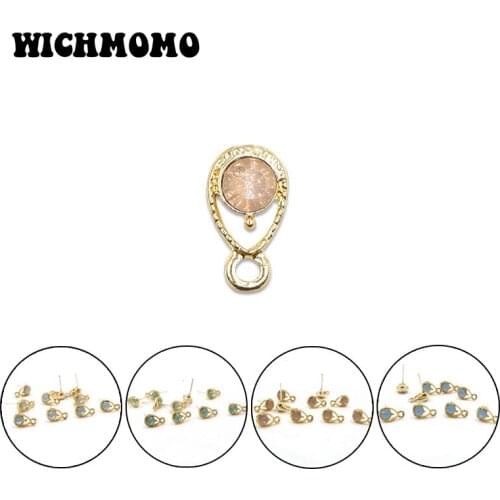 New 11*7mm 6pcs/bag Zinc Alloy Water Drop Inlay Glass Crystal Bead Earring Base Connectors for DIY Earring Jewelry Accessories