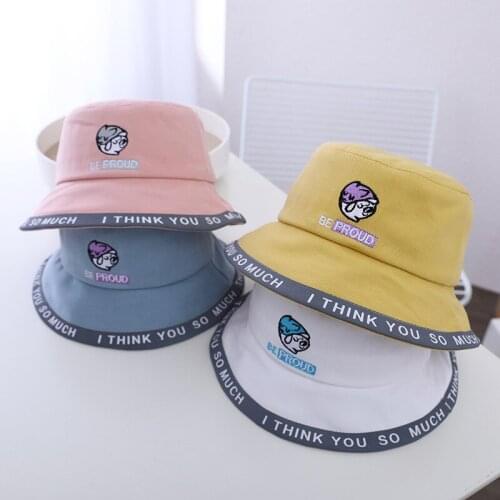 Doitbest 2021 Kids Cotton Bucket Hats Summer Panama cute dog letters Sun Cap Spring Baby Boy Girls Outdoor Beach Fisherman Hat
