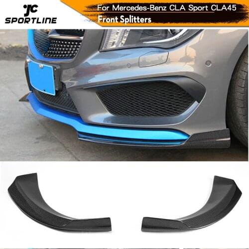 Carbon Fiber / FRP Front Bumper Lip Splitters Side Aprons for Mercedes-Benz W117 CLA250 CLA260 CLA45 AMG Sedan 2013 - 2015