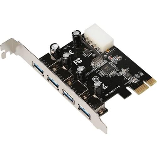 USB 3.0 Expansion Card 4pin Powered PCI-E to USB Adapter Board with 4 Ports Computer Mining Accessory