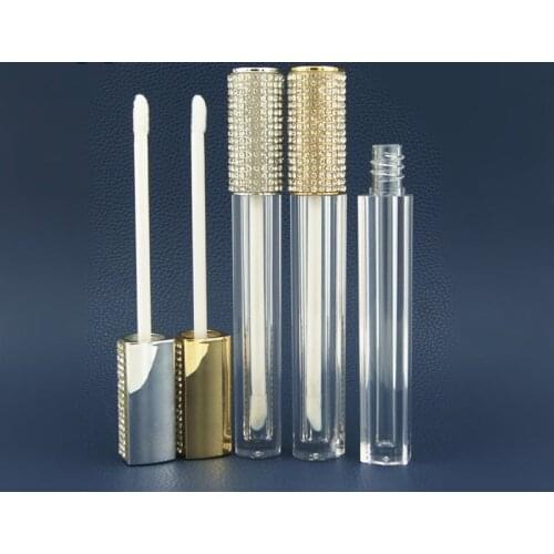 Clear 1.5ml Crystal Rhinestone Lip Gloss Wand Tube Empty Gold Silver Glitter Containers Lip Gloss Lip Balm Bottles with Stopper