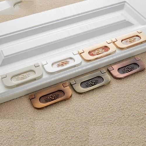 Cabinet Cupboard Pull Hidden Kitchen Drawer Knobs Zinc Alloy Dresser Door Hardwares Nordic Style Silver Black Copper