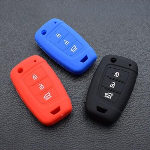 Silicone Rubber Car Key Case Cover for Hyundai Elantra Solaris 2017 Santa Fe Tucson Verna i35 i40 Genesis F 3Buttons flodingkey