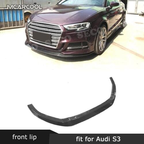 Carbon Fiber Front Bumper Lip Spoiler for Audi A3 Sline S3 Sedan 4 door Not A3 Standard 2017 2018