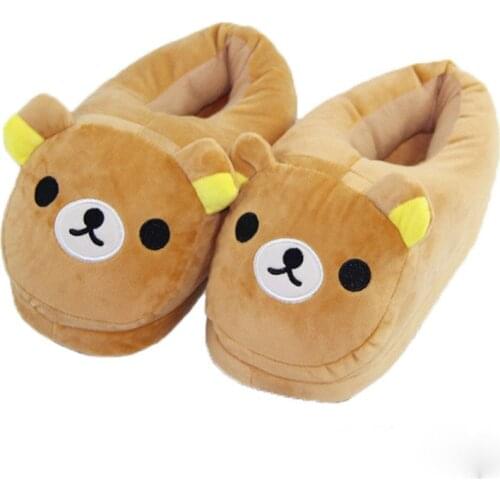 Unisex Rilakkuma Cartoon Home Slippers Woman/Men Couples Shoes Indoor Floor Non-slip Slides Ladies Winter Keep Warm Cotton Shoes