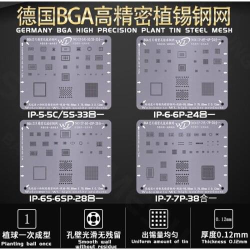 WL High Precision BGA Reballing Stencil for Phone 5 5c 5s 6 6P 6s 6sp 7 7P Planting Tin Steel Mesh 0.12MM