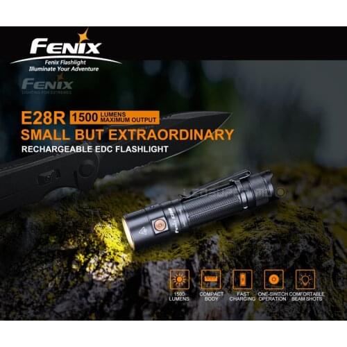 USB Type-C Charging Fenix E28R Rechargeable EDC Flashlight with 3400mAh Li-ion Battery