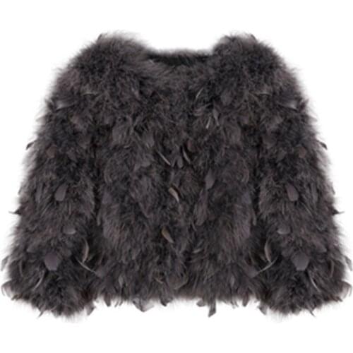Ostrich Feather Womens Fur Coats 2020 New Winter Lady Trendy Furry Outerwear Solid Slim Short Coats Female Warm Jackets N941