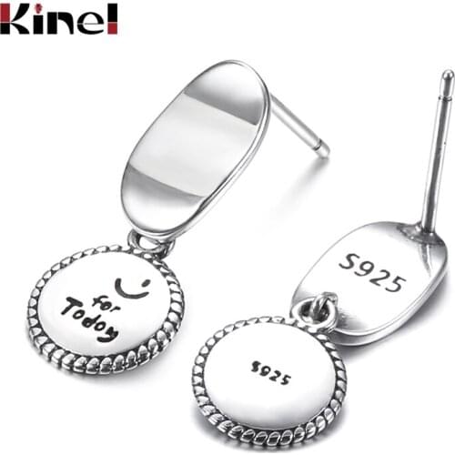 Kinel Romantic Genuine 925 Sterling Silver Cute Round Pendant Exquisite Stud Earrings for Women Luxury Jewelry Making