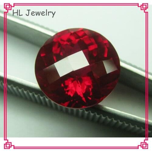 13.5MM Round Shape Facel Cut Red 8# Red Synthetic Corundum Loose Stone For DIY Ring
