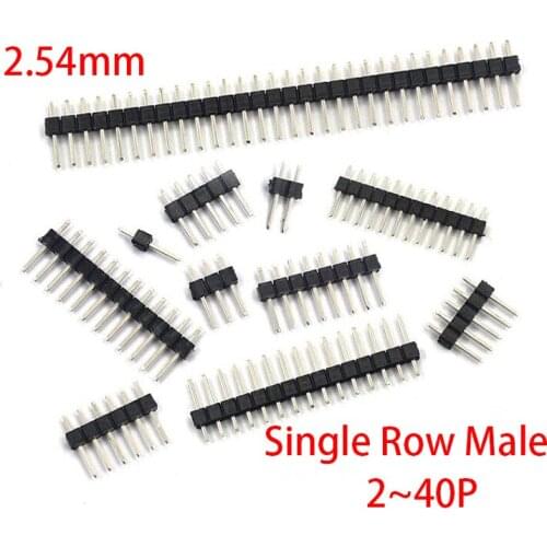 2.54mm Single Row Male 2~40P Breakaway PCB Board Pin Header Connector Strip Pinheader 2/3/4/5/6/8/10/12/15/20/40Pin For Arduino
