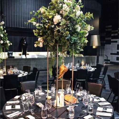 80cm tall Flower Vase Gold Column Stand Metal Road Lead Wedding Centerpiece Flower Rack For Event Party Decoration