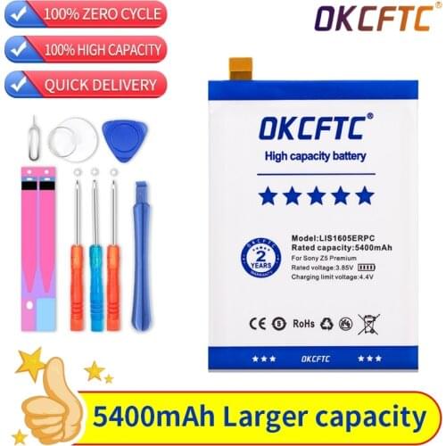 OKCFTC 5400mAh Battery for SONY Xperia Z5 Premium Z5P Dual E6883 E6853 LIS1605ERPC Batteries