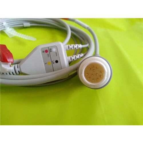 Free Shipping Defibrillate moment,Compatible with 12pin Philips/HP patient monitor the ECG cable and 3 lead CLIP leadwires,AHA