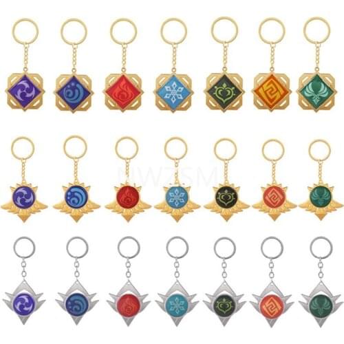 Genshin Impact Eyes Of God Keychains Fashion Jewelry Anime Genshin Pendant Key Ring Keqing Cosplay Props