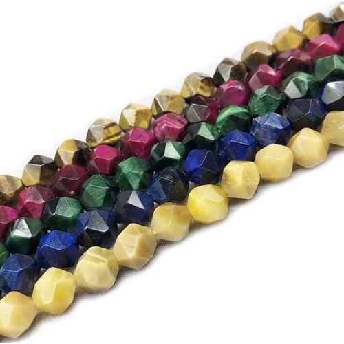 6-12mm Round Faceted Yellow Blue Green Plum Tiger Eye Beads Natural Stone Beads For Jewelry Making Beads 15'' DIY Beads Trinket