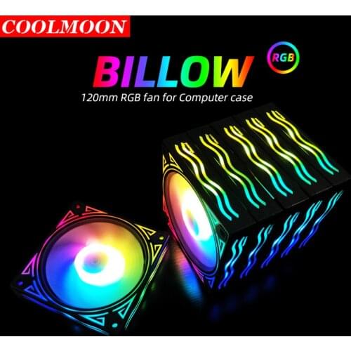 Coolmoon Billow 120mm PC Case 6 Pin Chassis Heatsink Dissipation RGB Cooling Fan Remote Controller for CPU Radiator Water Cooler
