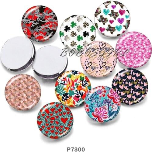 Flower Love 12mm18mm 20mm Snap button jewelry DIY Bracelet Round photo glass cabochons P7300