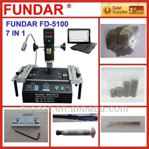 DHL free shipping FUNDAR FD-5100 hot air infrared preheat BGA rework station with free 6 in 1 bga reballing kit