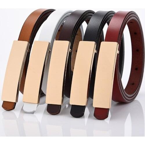 Designer Belt For Women Thin genuine Leather Belt For dress WOMEN Tan black Plain color BL339