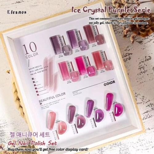 Eleanos Jelly Gel Nail Polish Set 10 Peices Colors Semi Permanent Soak Off Vernis Transparent 15ml Need Base Top Coat