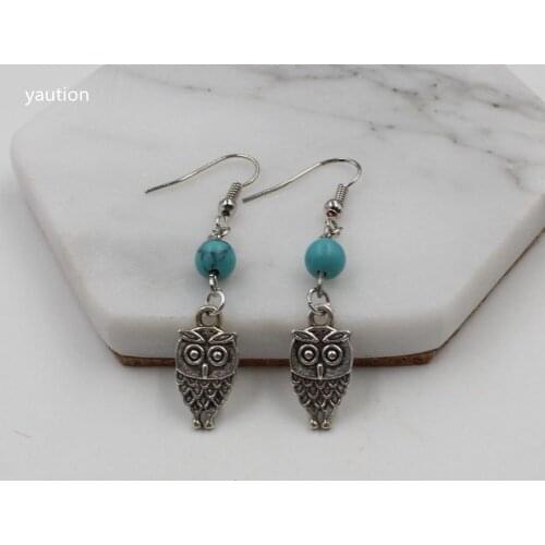 Elegant Vintage Small Antique Silver Cute owl Earrings