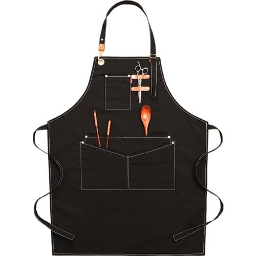 Apron fashion canvas Korean floral cake shop nail salon men and women overalls custom logo printing